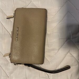 Michael Kors Beige Leather Wristlet